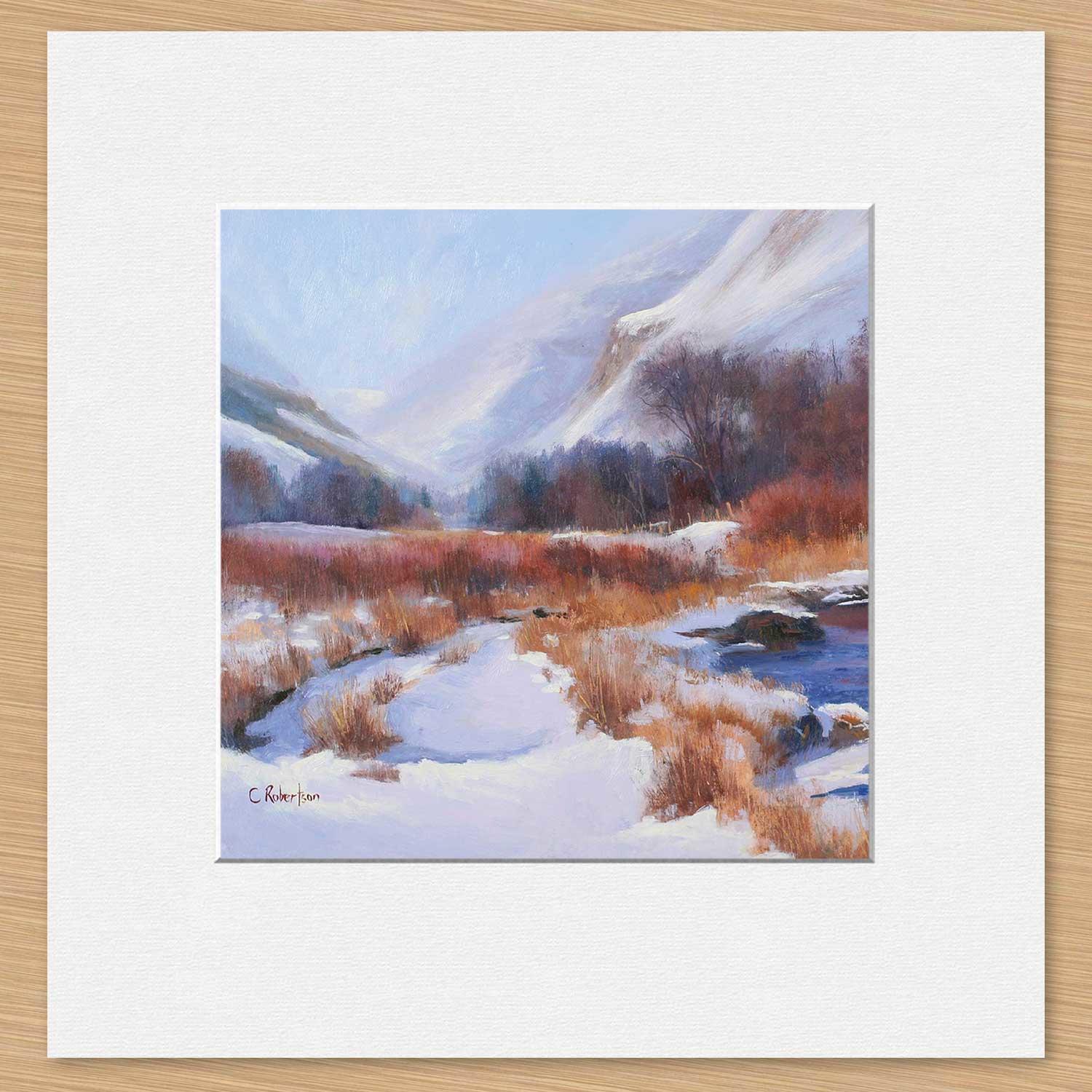 Winter Blues, Glenshee Mounted Card from an original painting by artist Colin Robertson
