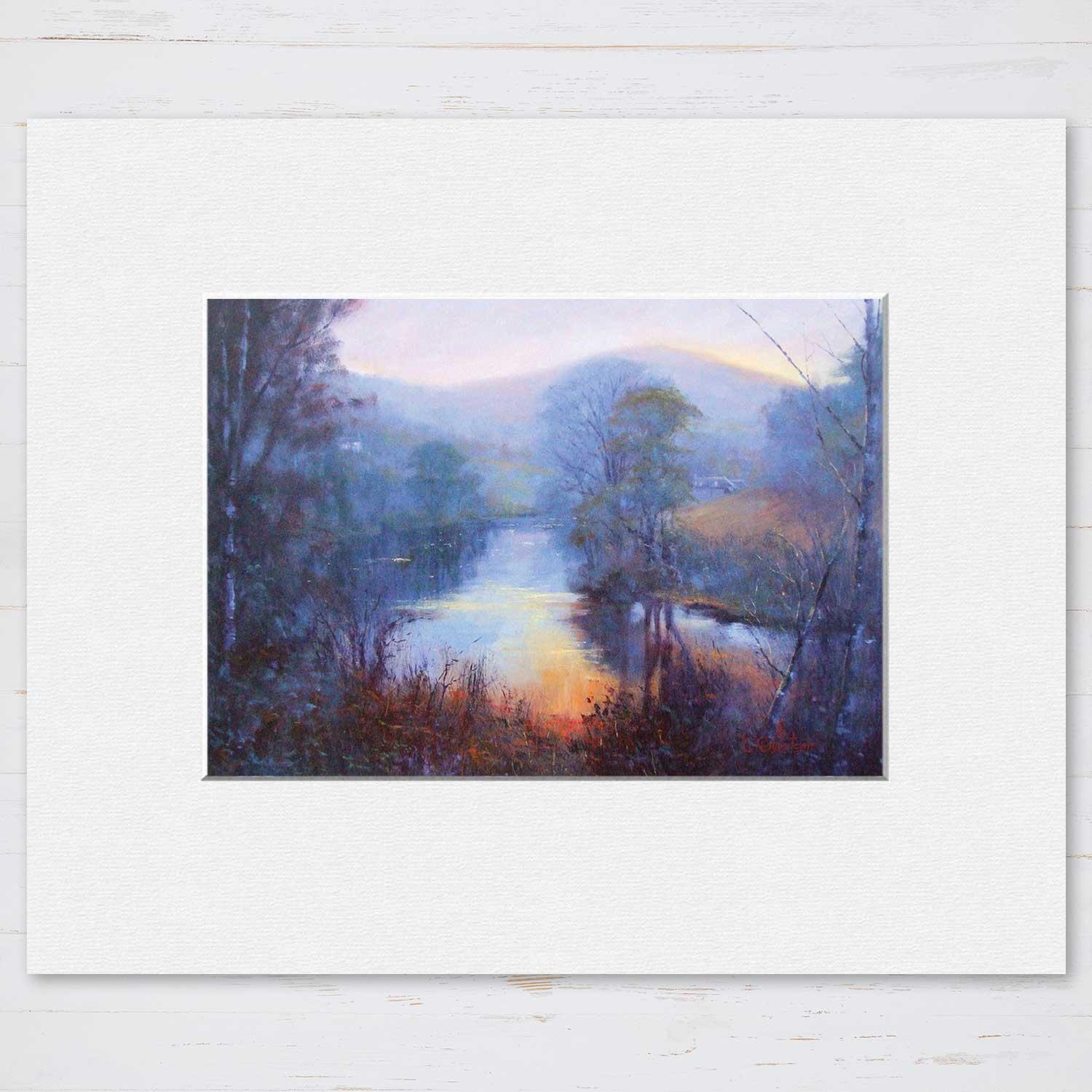 Still Waters, Aberfeldy Mounted Card from an original painting by artist Colin Robertson
