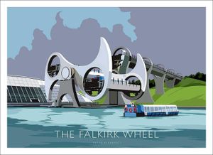 Falkirk Wheel Art Print from an original illustration by artist Peter McDermott