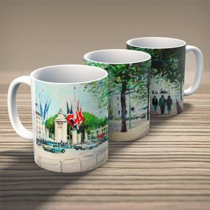 Flags in the Mall Mug from an original painting by artist Robert Kelsey