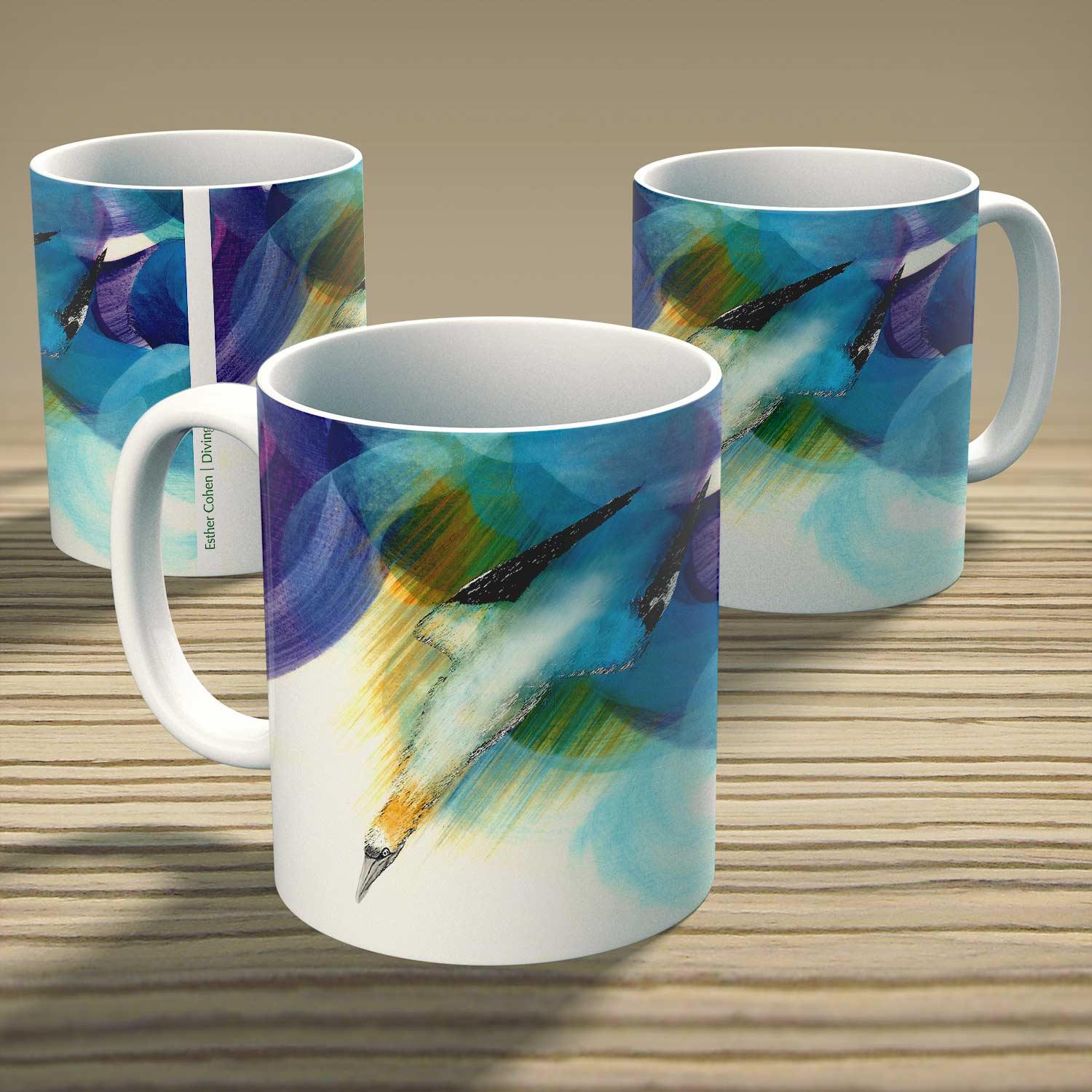 Diving Sula Mug from an original painting by artist Esther Cohen