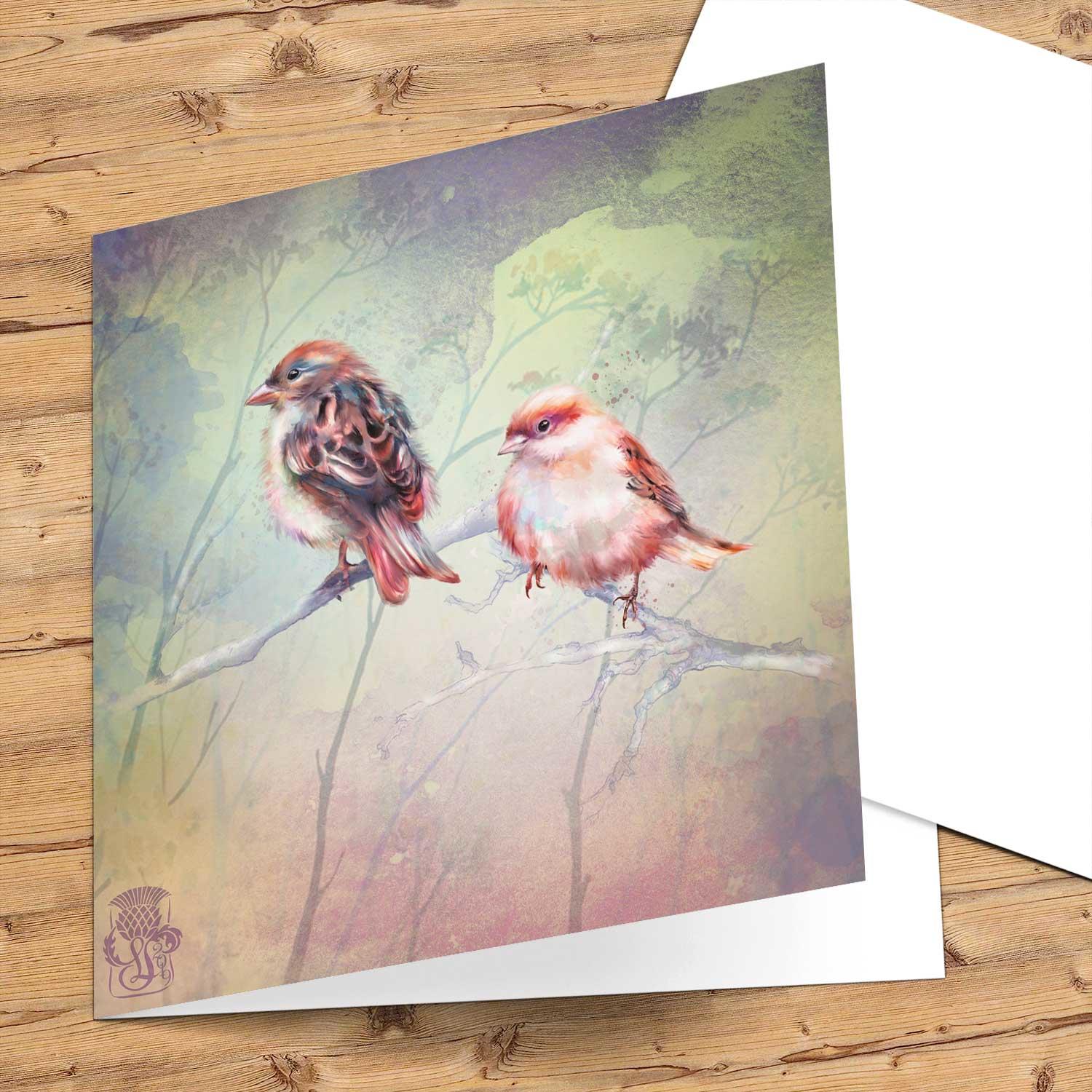 Sparrows Greeting Card from an original painting by artist Lee Scammacca
