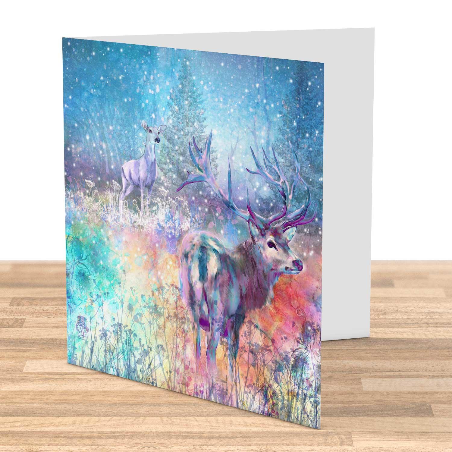 Stag Christmas Greeting Card from an original painting by artist Lee Scammacca