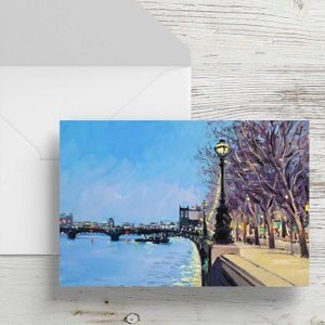Thames Twilight Greeting Card from an original painting by artist Robert Kelsey