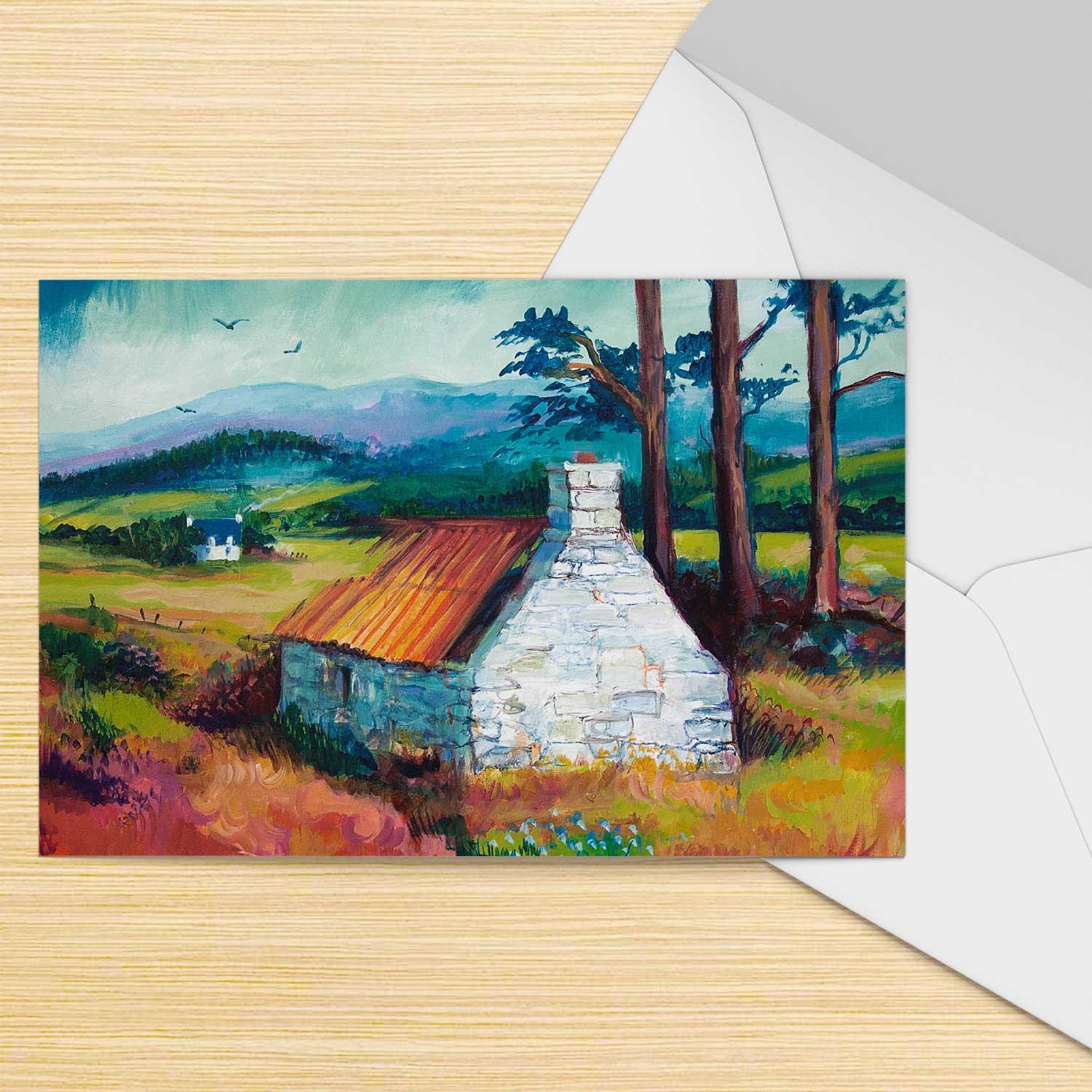 Battan Cottage, Kincraig Greeting Card from an original painting by artist Ann Vastano