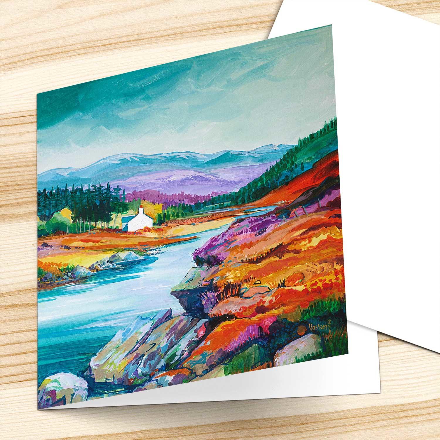 From the Pony Bridge, Glenfeshie  Greeting Card from an original painting by artist Ann Vastano