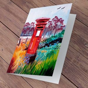 The Brae Postbox, Kincraig Greeting Card from an original painting by artist Ann Vastano