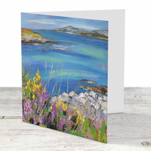 Heather by the Shore, Morar Greeting Card from an original painting by artist Judith I Bridgland