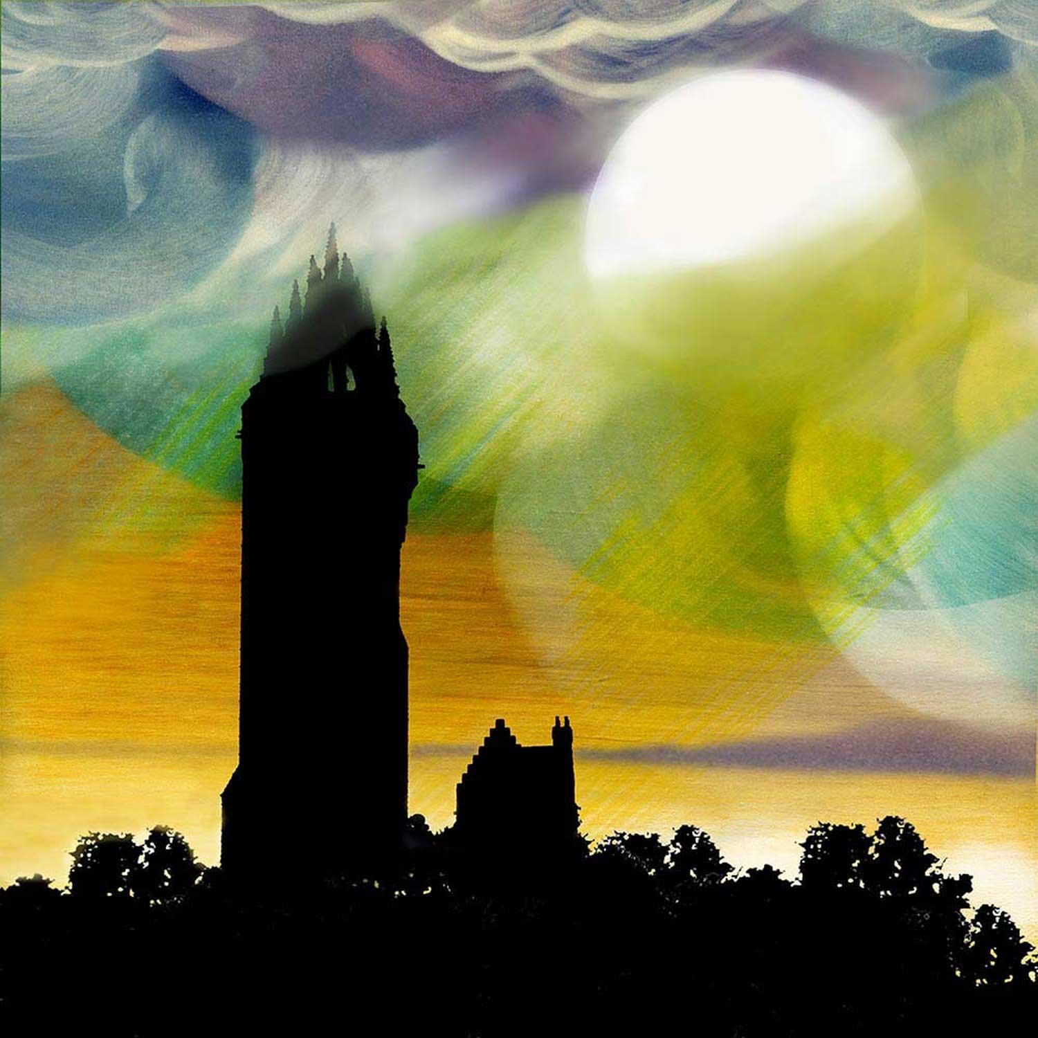 Tartan skies over Wallace Monument by Esther Cohen