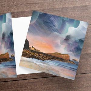 Summer Sunset, Seacliff Beach Greeting Card from an original painting by artist Esther Cohen