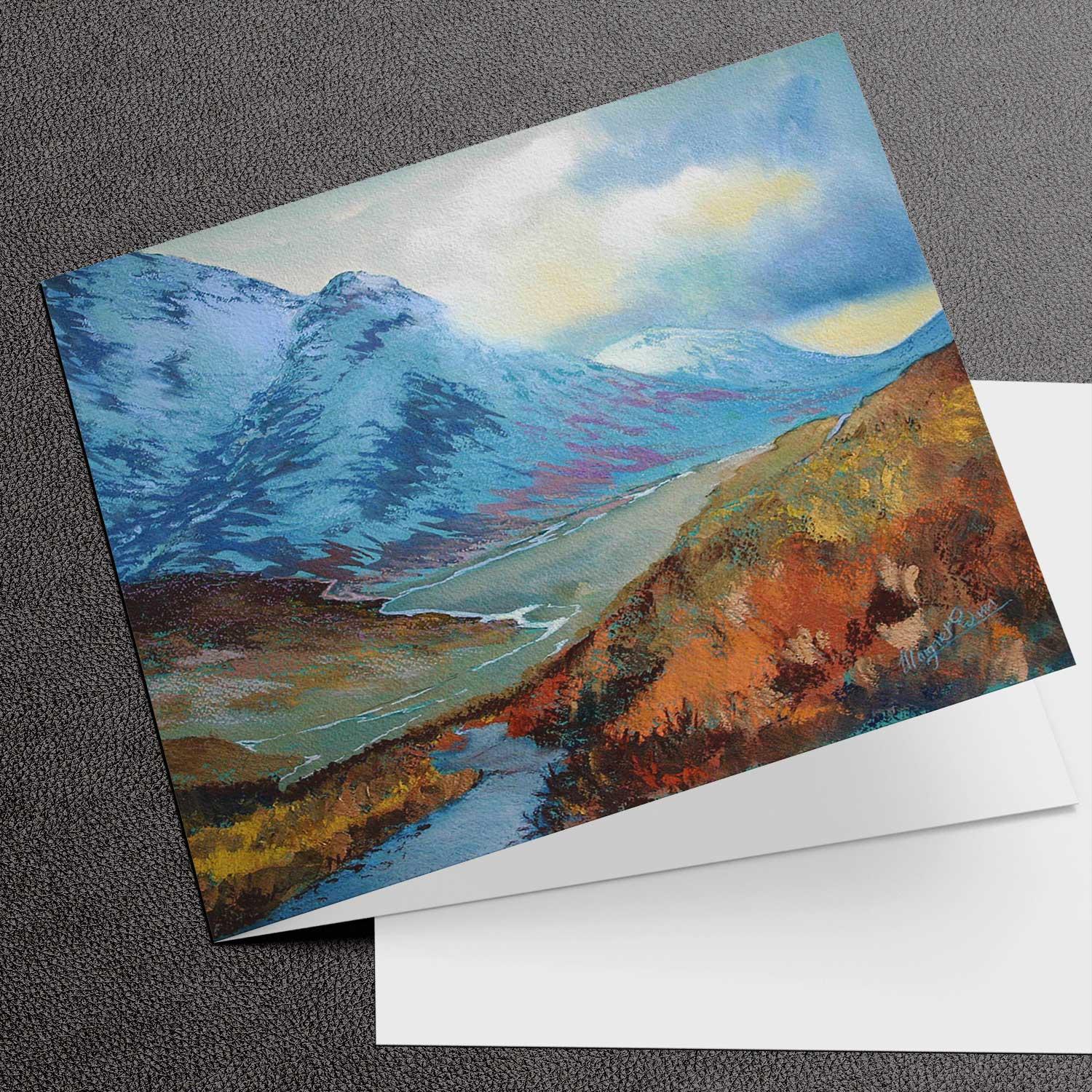 Devils Staircase, Glencoe Greeting Card from an original painting by artist Margaret Evans