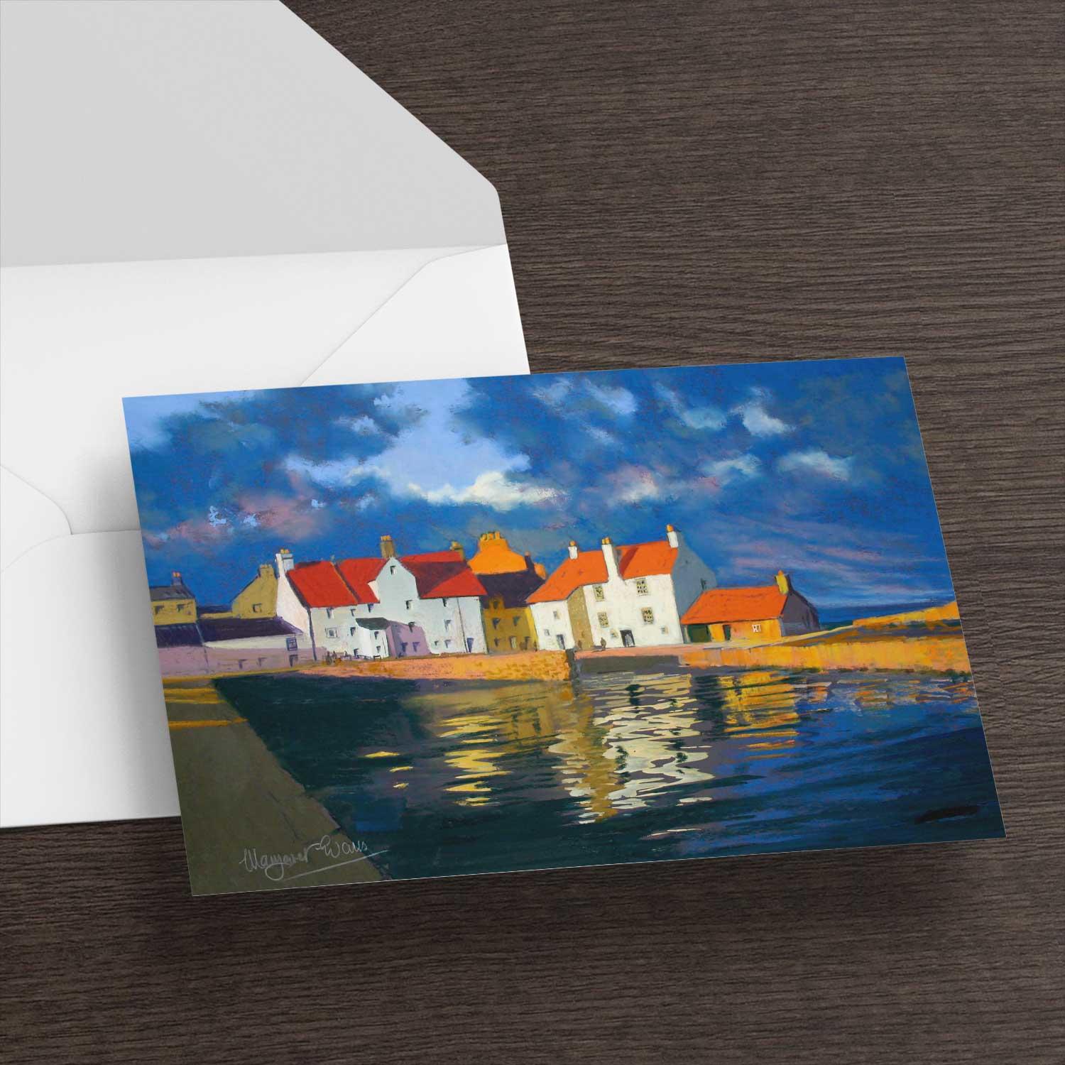 Last Light, East Neuk Greeting Card from an original painting by artist Margaret Evans