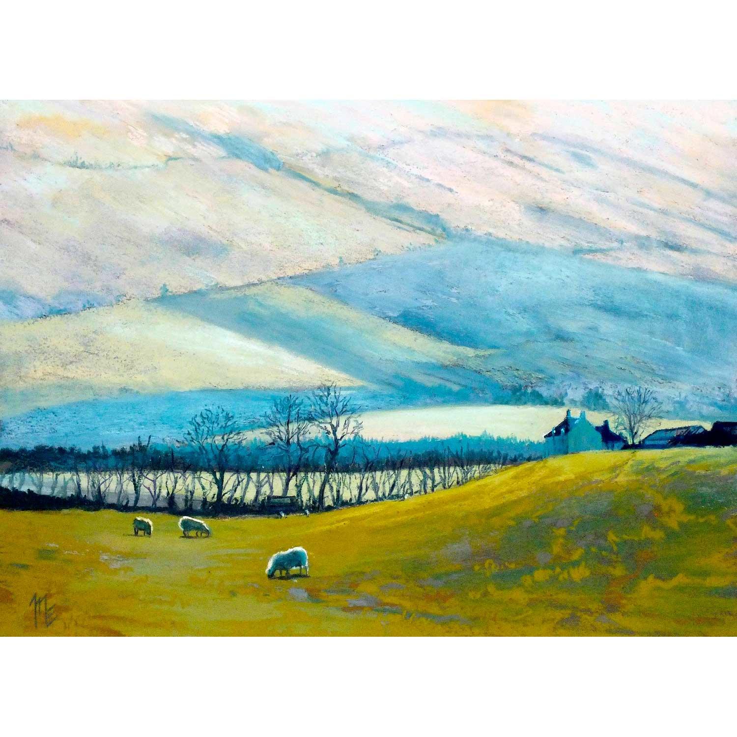 Sheep Farm, Ochils by Margaret Evans