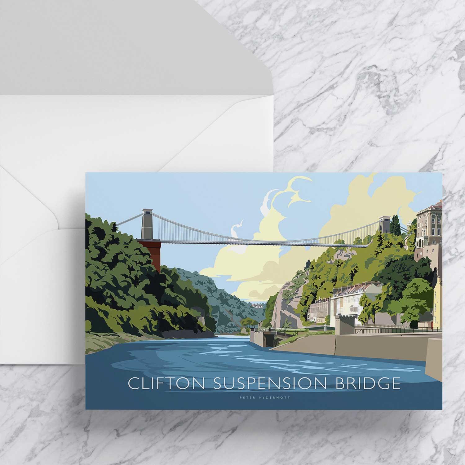 Clifton Suspension Bridge (Blue) Greeting Card from an original painting by artist Peter McDermott