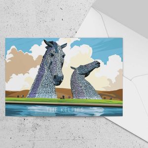 The Kelpies Greeting Card from an original painting by artist Peter McDermott
