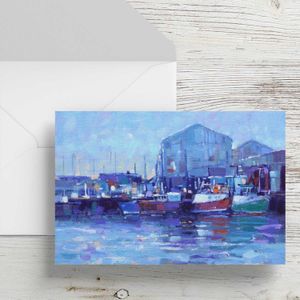 Troon Harbour Greeting Card from an original painting by artist Peter Foyle