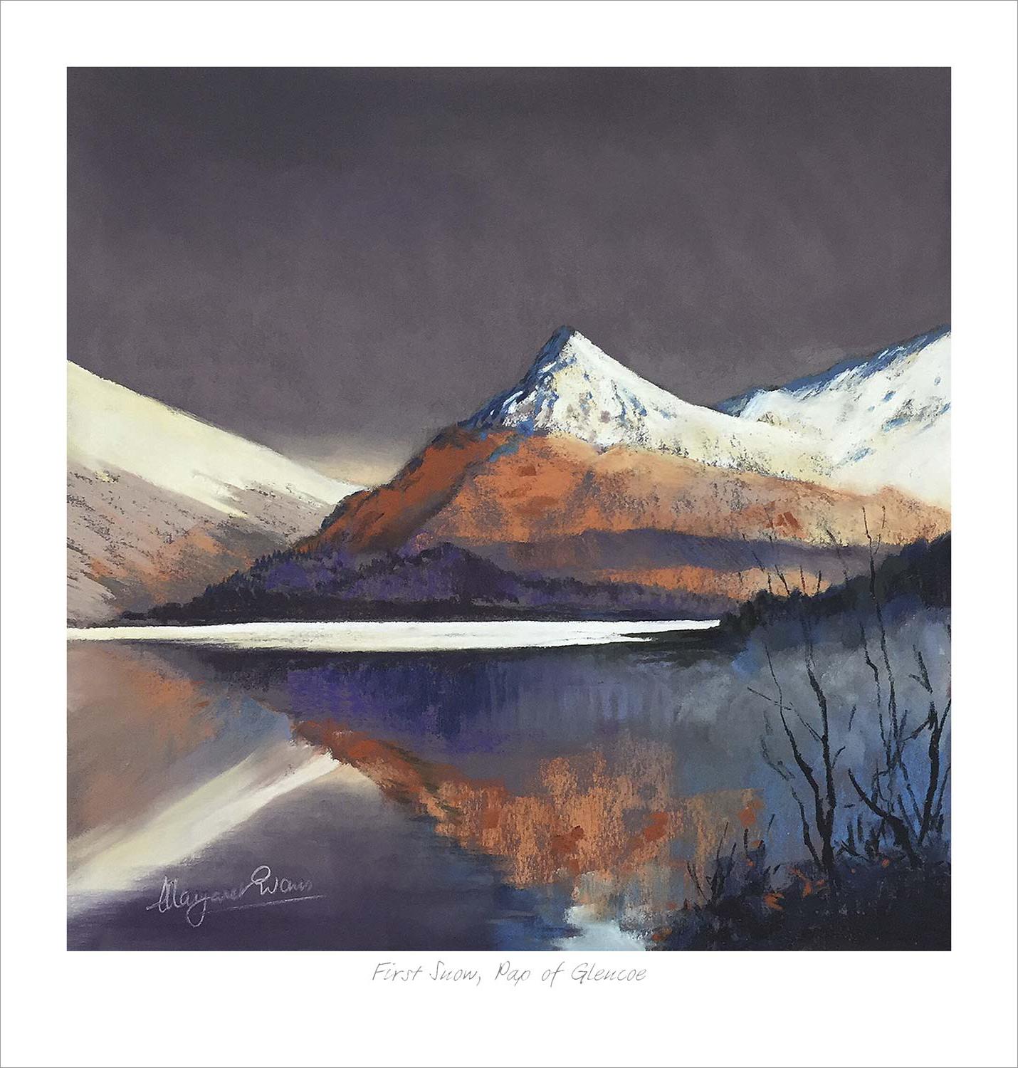First Snow, Pap of Glencoe Art Print from an original painting by artist Margaret Evans