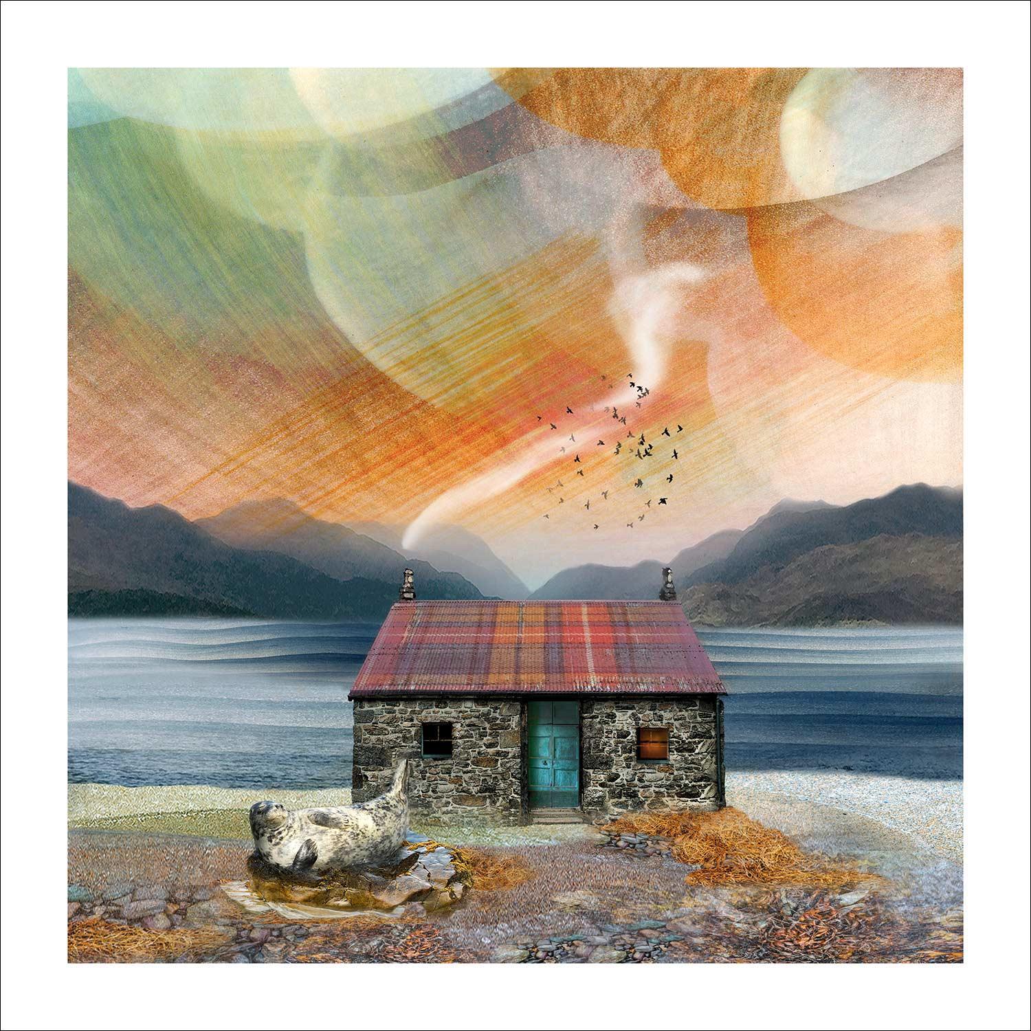 Seal Bothy, Taking it Easy Art Print from an original painting by artist Esther Cohen