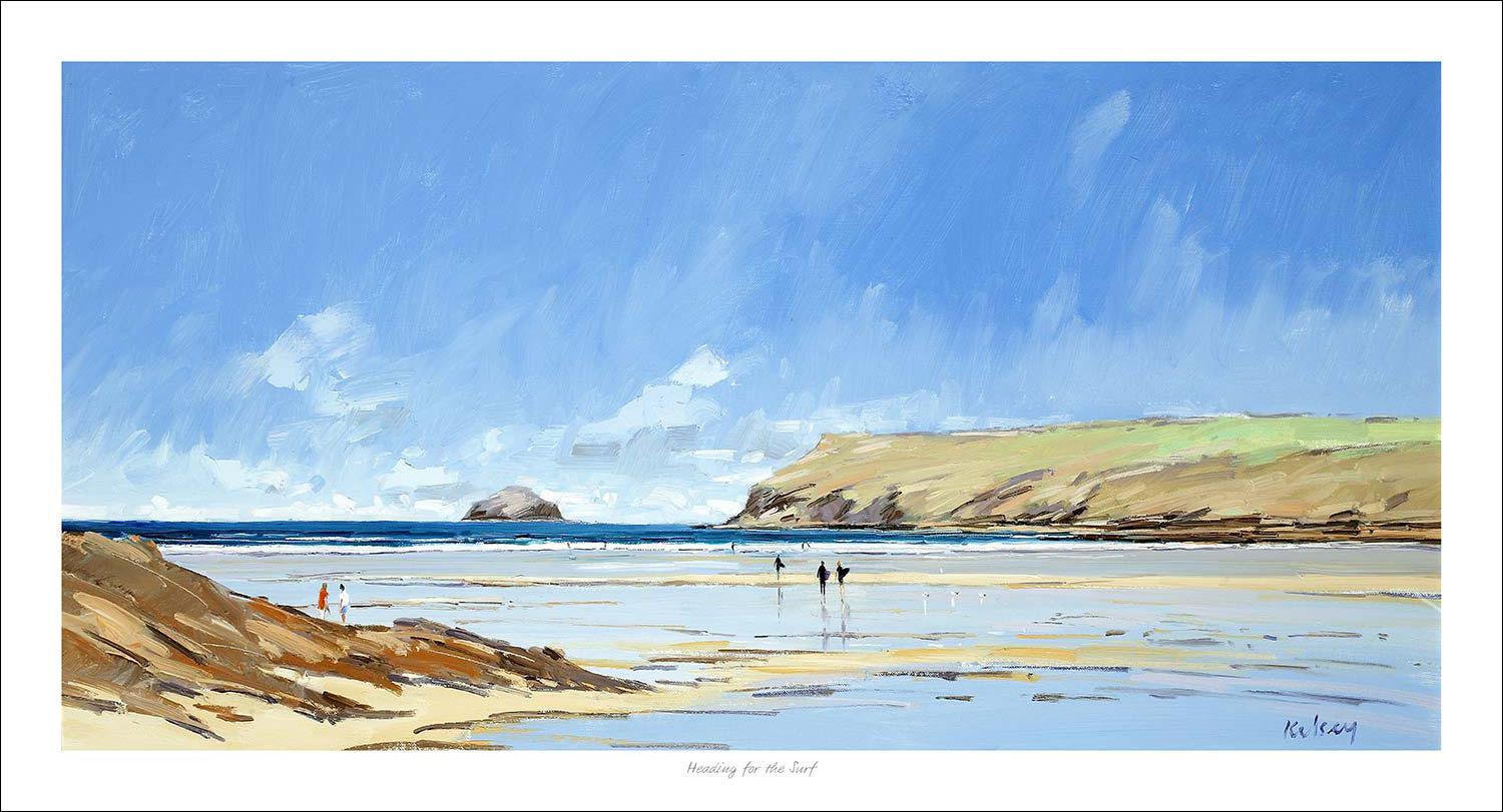 Heading for the Surf Art Print from an original painting by artist Robert Kelsey