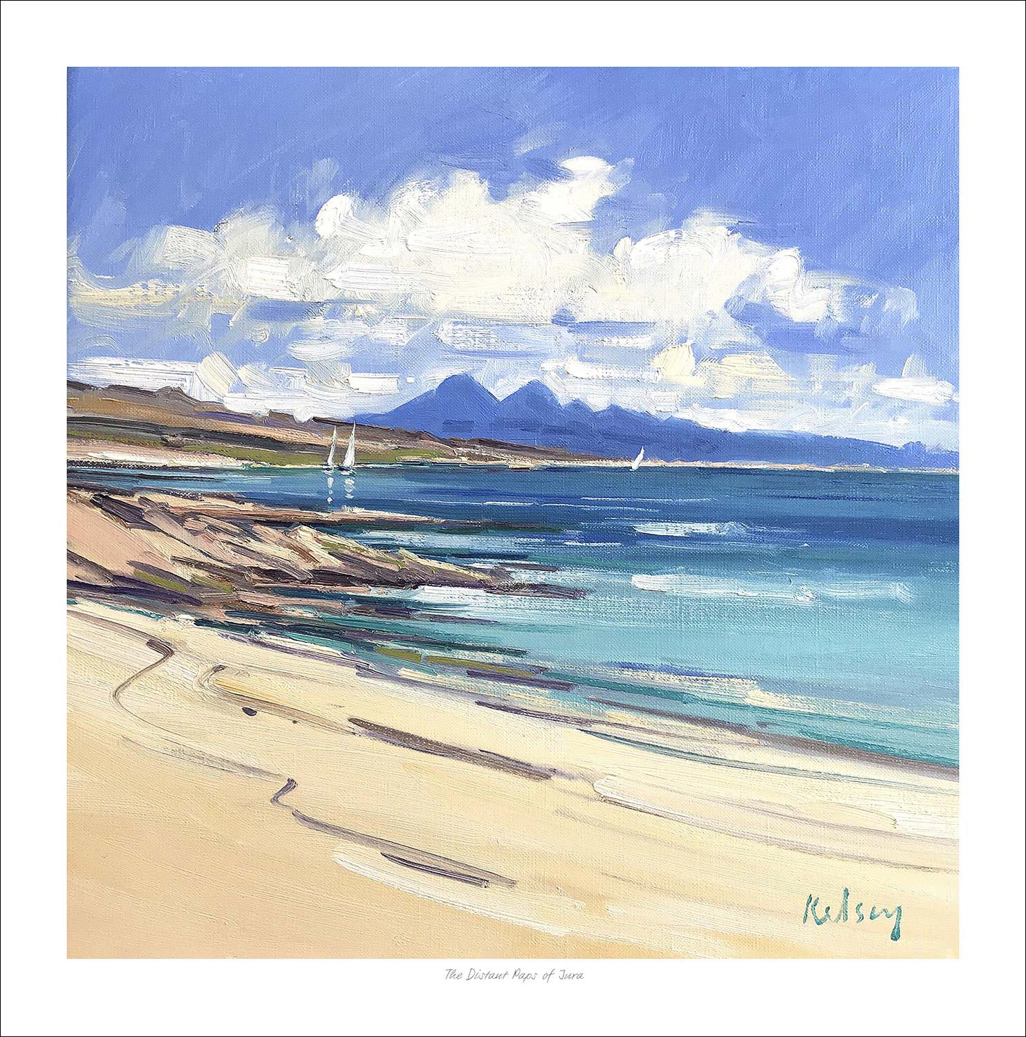 The Distant Paps of Jura Art Print from an original painting by artist Robert Kelsey