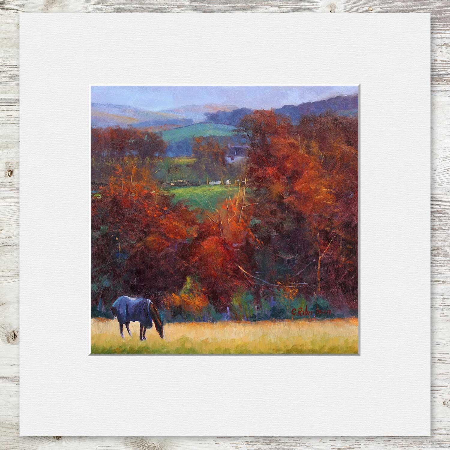 Autumn Grazing Mounted Card from an original painting by artist Colin Robertson