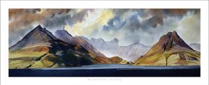 Rain clears the Cuillin, Loch Scavaig Art Print from an original painting by artist Peter McDermott