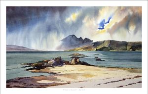 A break in the clouds, Ord Beach Art Print from an original painting by artist Peter McDermott