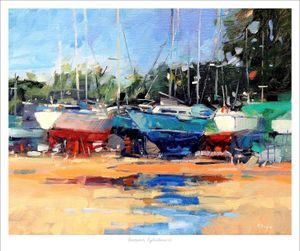 Boatyard, Tighnabruaich Art Print from an original painting by artist Peter Foyle