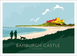 Bamburgh Castle Art Print from an original illustration by artist Peter McDermott