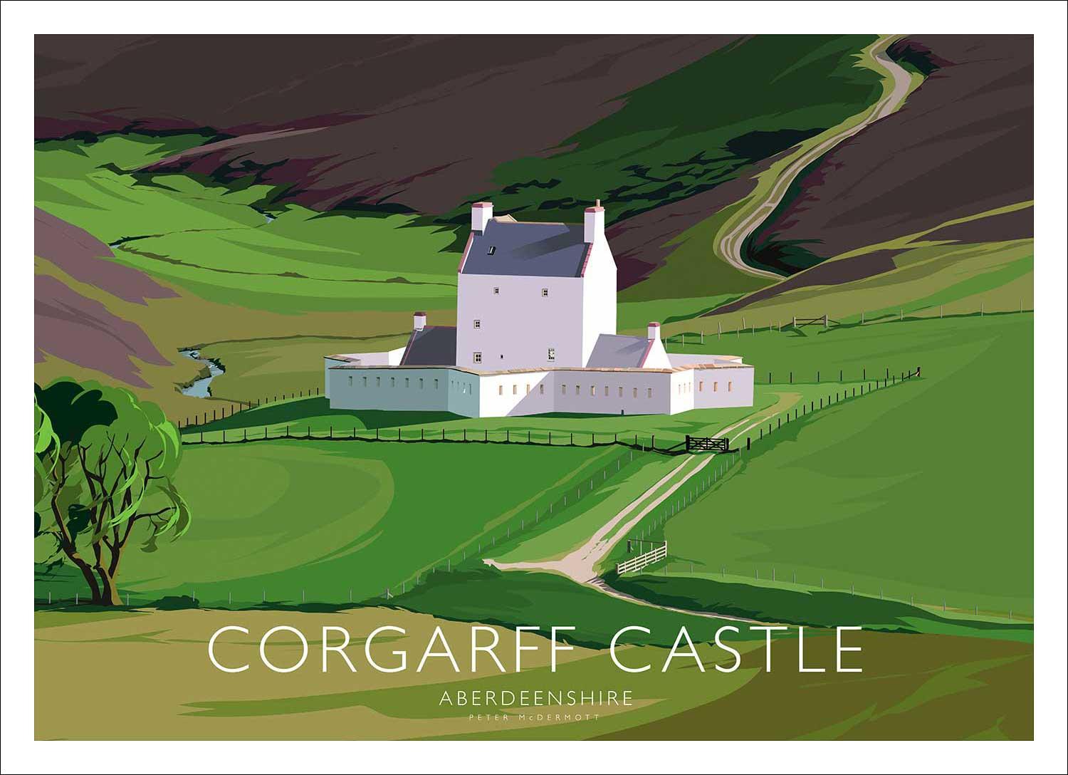 Corgarff Castle Art Print from an original illustration by artist Peter McDermott