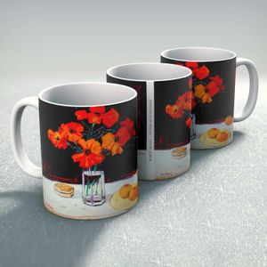 Poppies with Oranges Mug from an original painting by artist Robert Kelsey