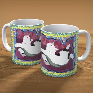 Happy Cat Mug from an original painting by artist Esther Cohen