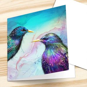 Starlings Greeting Card from an original painting by artist Lee Scammacca