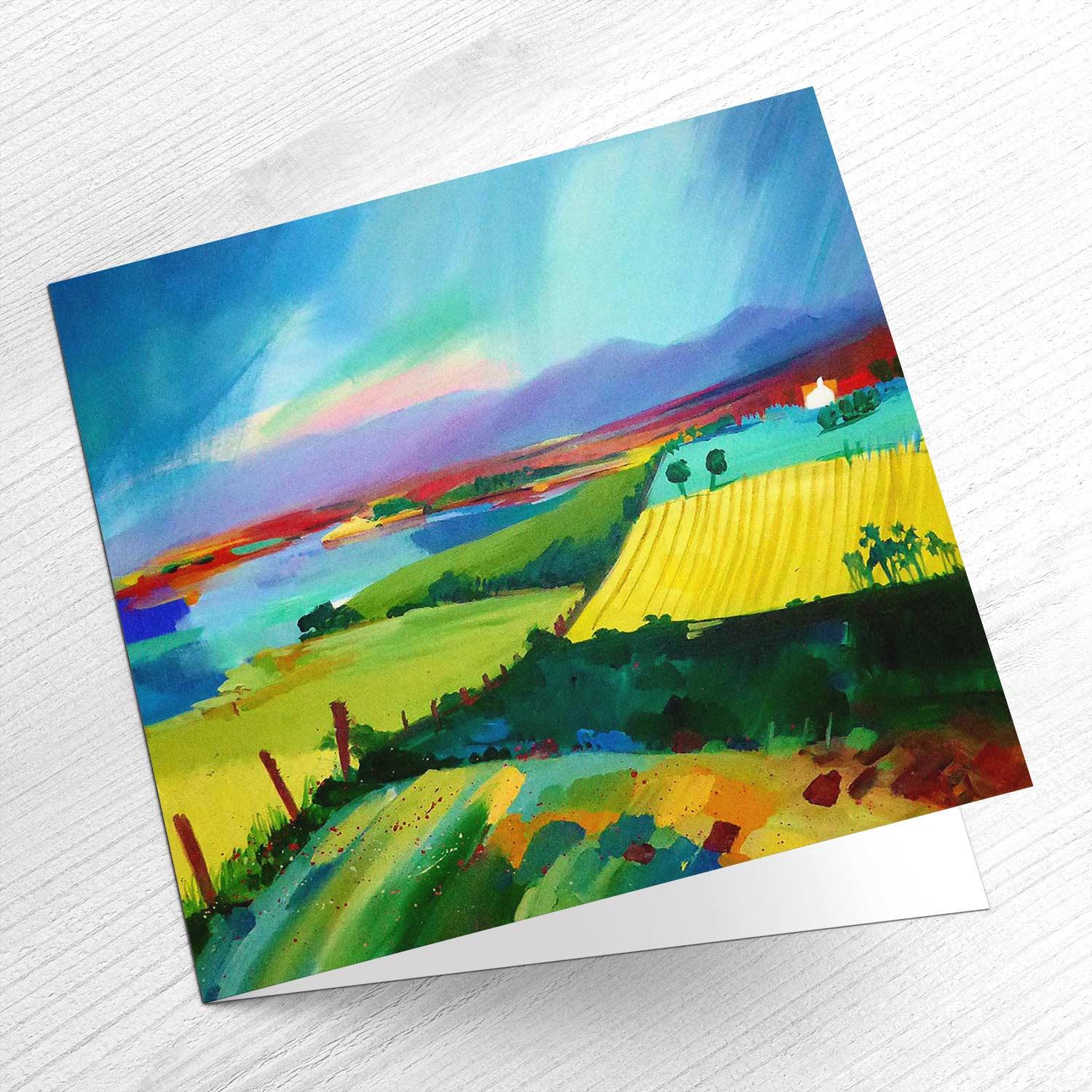 View across Insh Marshes Greeting Card from an original painting by artist Ann Vastano
