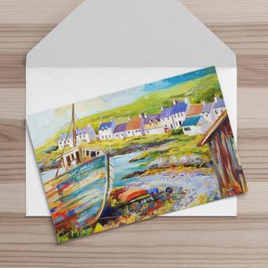Boat Yard-Portnahaven Greeting Card from an original painting by artist Ann Vastano