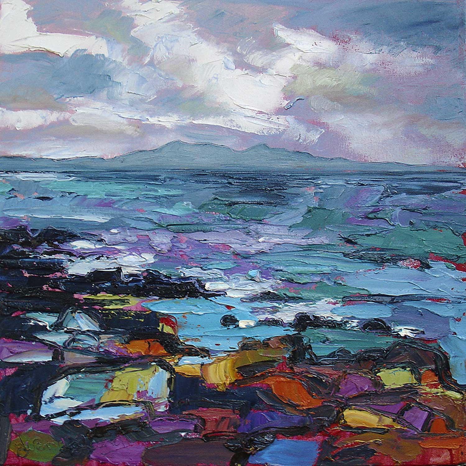 Stormy Weather, Arran in the Distance by Judith I Bridgland