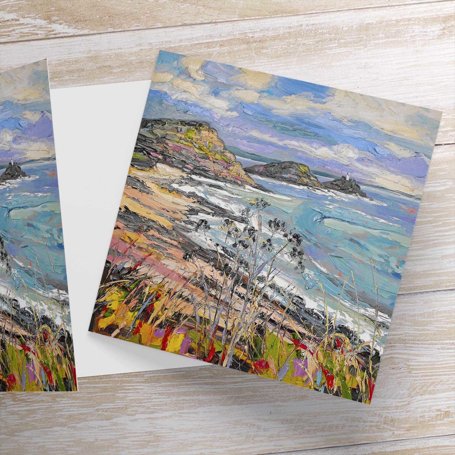 Breezy Morning, the Mumbles Greeting Card from an original painting by artist Judith I Bridgland