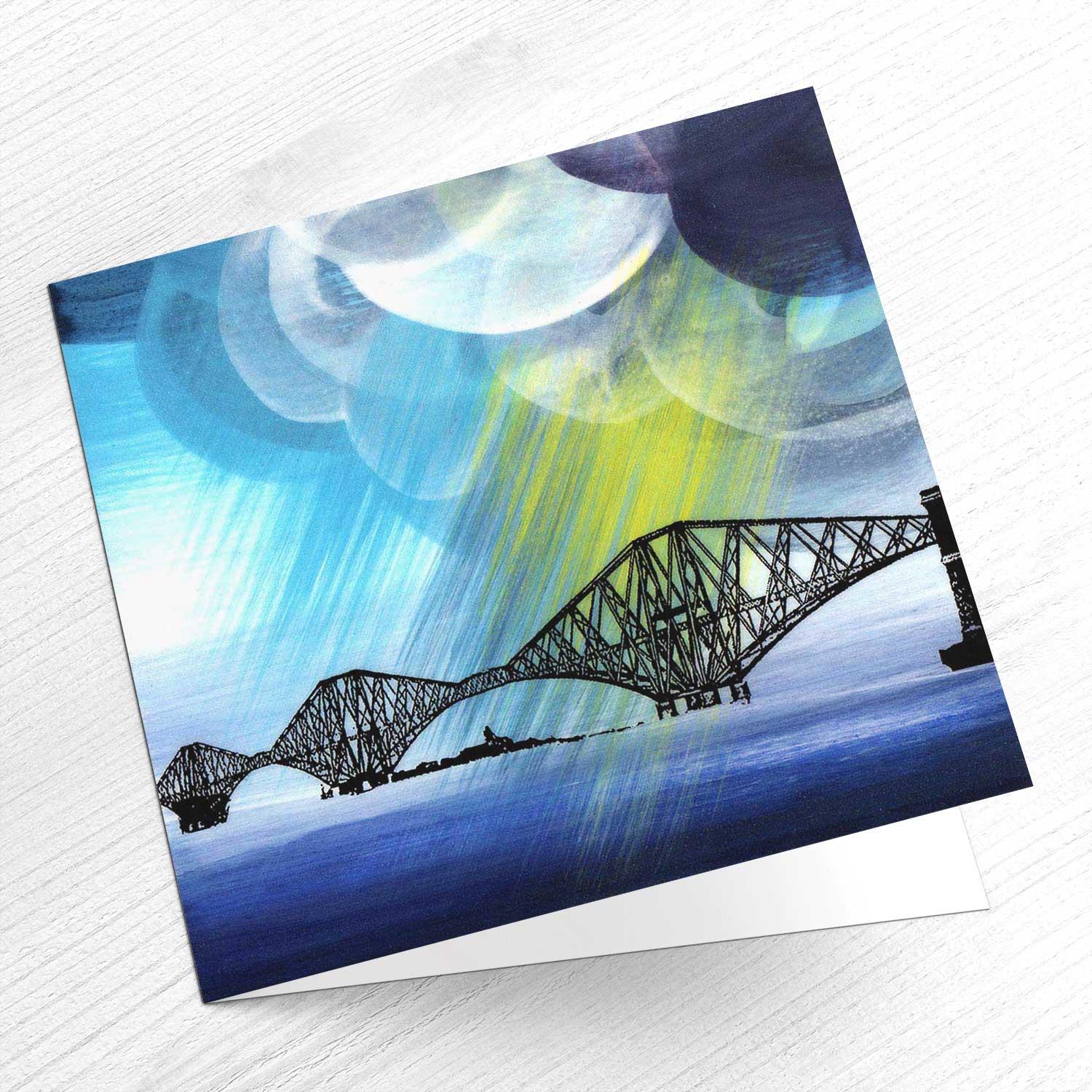 Storm Clouds Forth Rail Bridge Edinburgh Greeting Card from an original painting by artist Esther Cohen