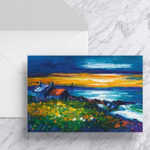 Sunset on a Lewis Shore Greeting Card from an original painting by artist Jean Feeney