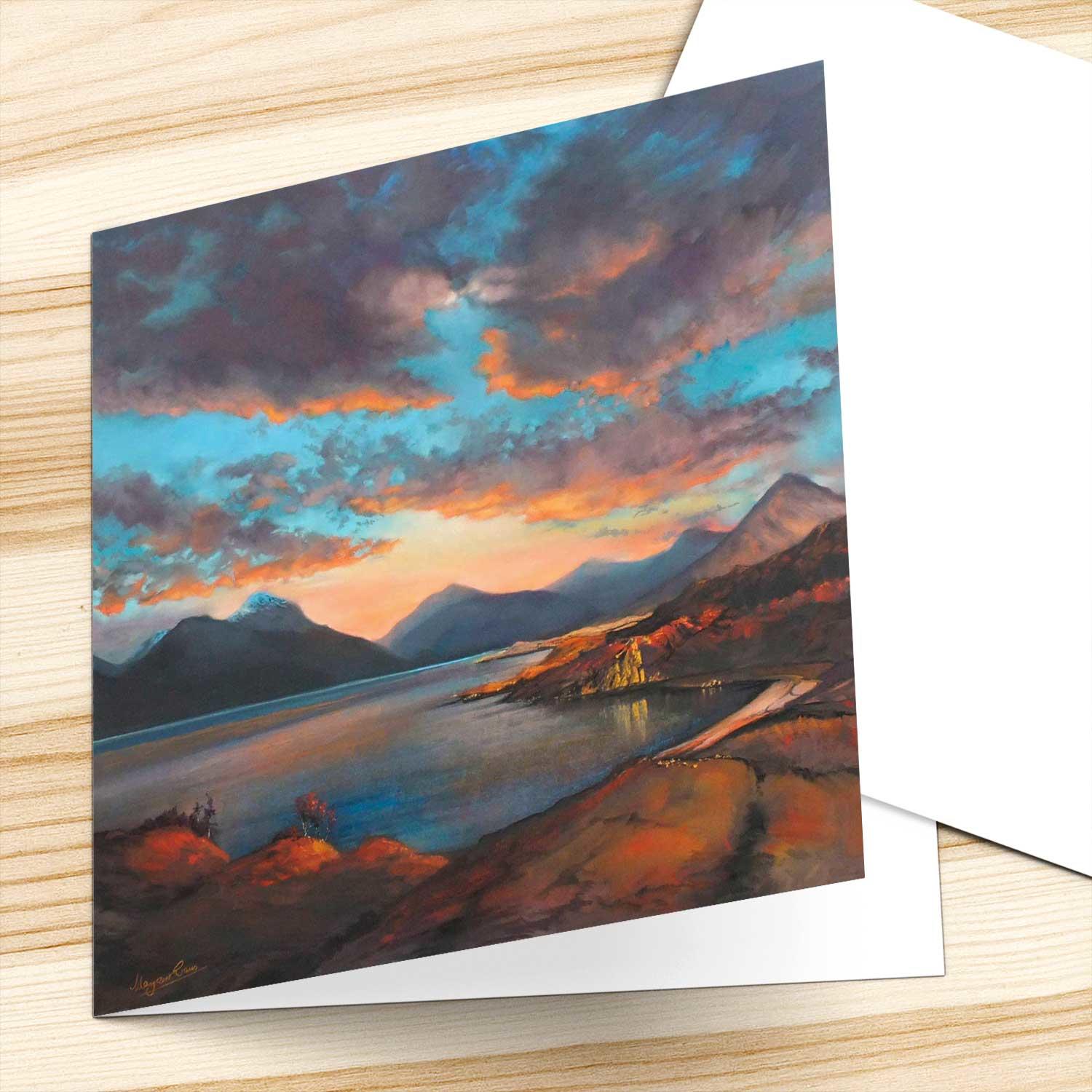 Clouds over Torridon Greeting Card from an original painting by artist Margaret Evans