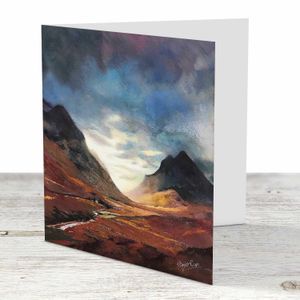Distant Glow, Glencoe  Greeting Card from an original painting by artist Margaret Evans