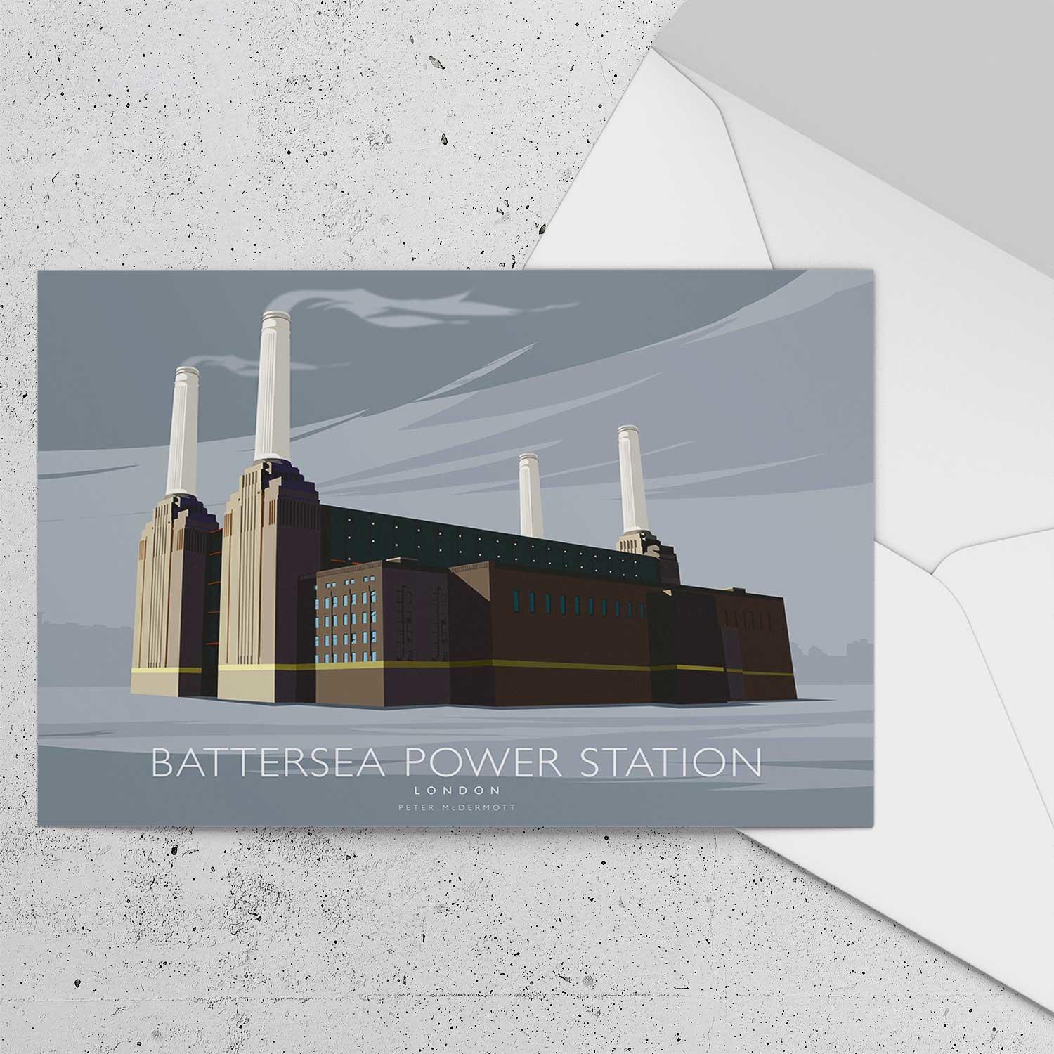 Battersea Power Station Greeting Card from an original painting by artist Peter McDermott