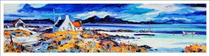 Boats on the Rocky Shore, Ardnamurchan Art Print from an original painting by artist Jean Feeney