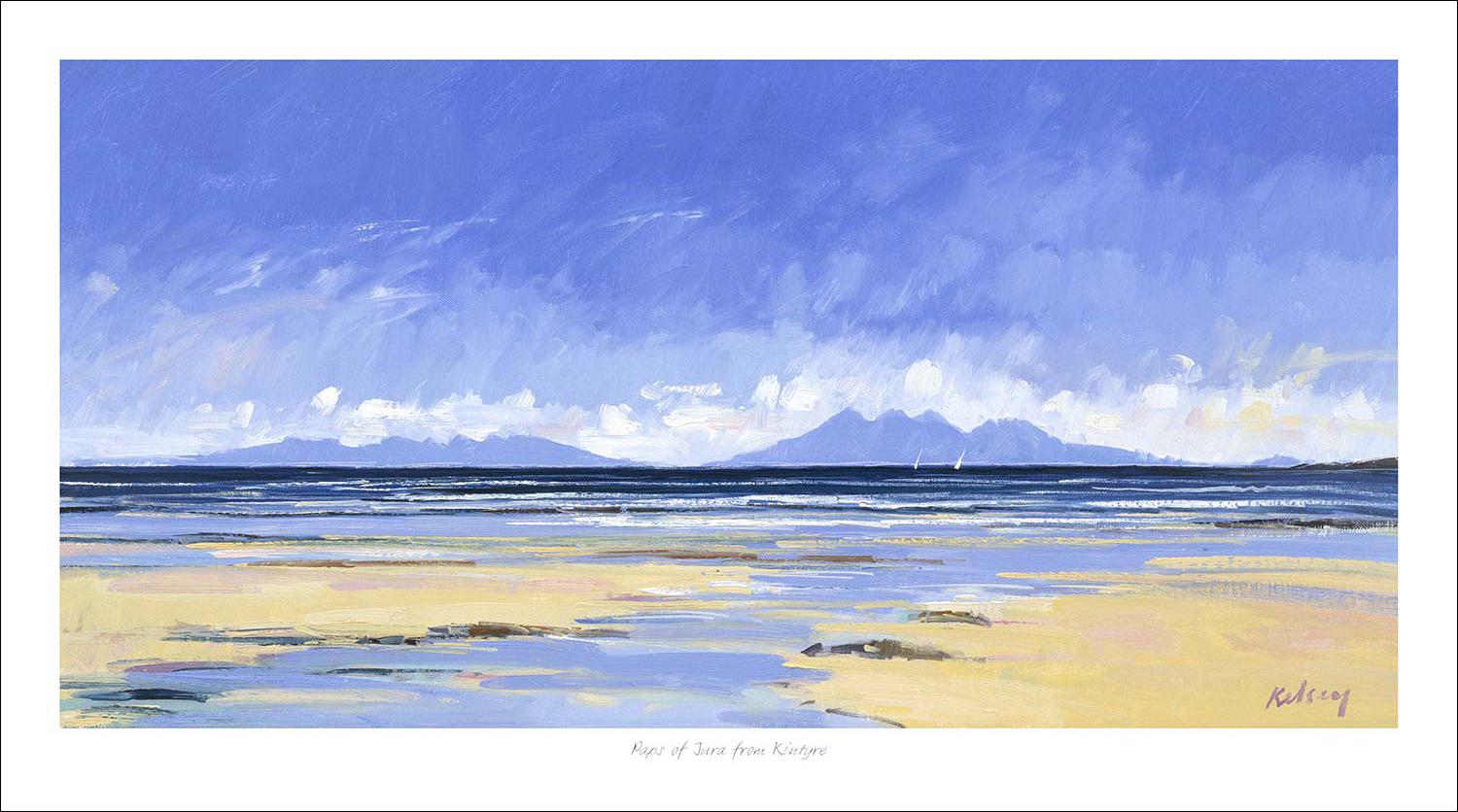 The Paps of Jura from Kintyre Art Print from an original painting by artist Robert Kelsey