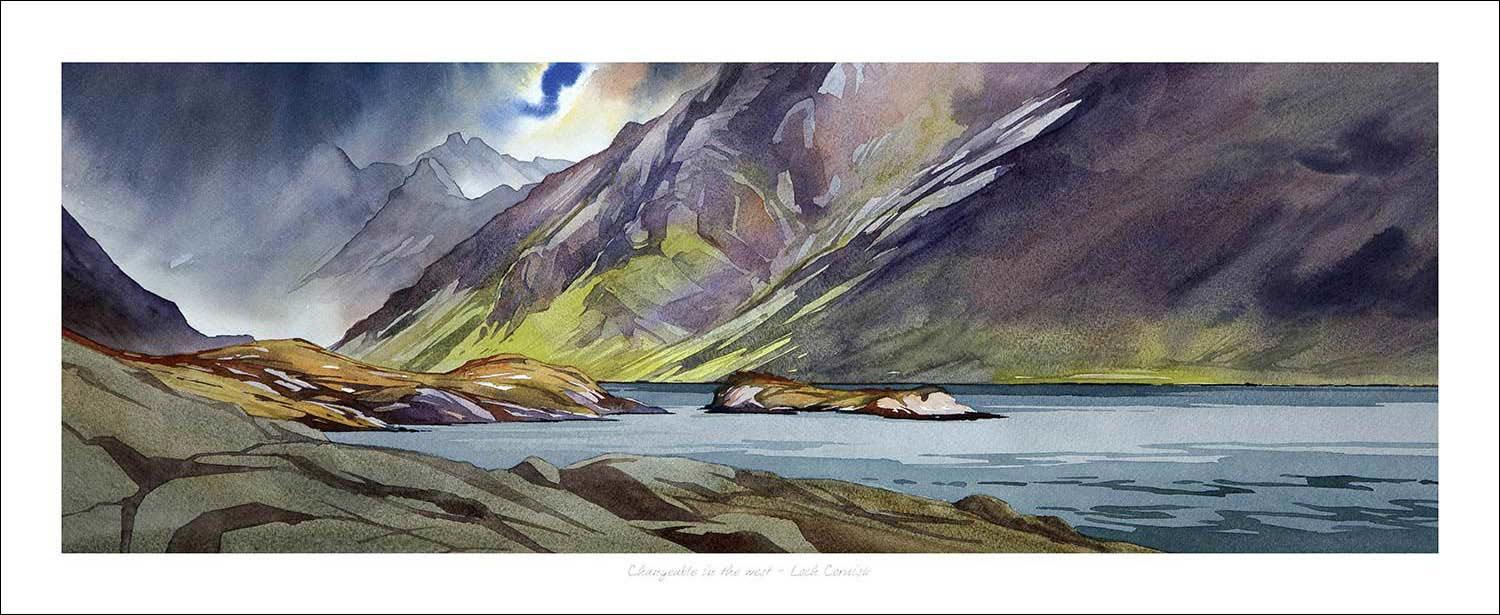 Changeable in the west, Loch Coruisk Art Print from an original painting by artist Peter McDermott