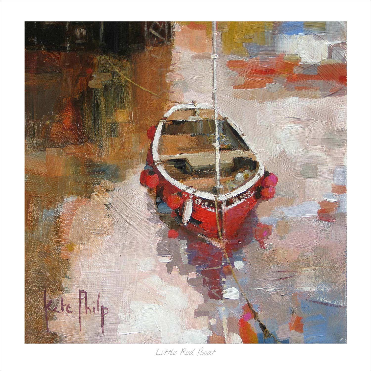 Little Red Boat Art Print from an original painting by artist Kate Philp