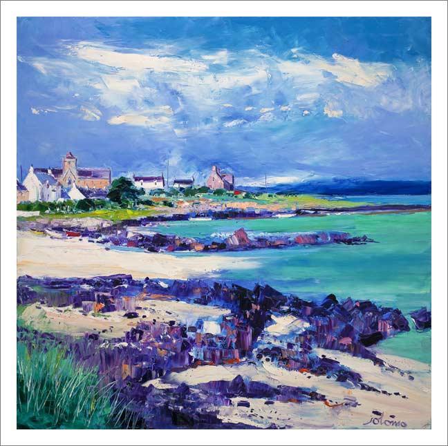 Summer Light at St Ronan's Bay, Iona Art Print from an original painting by artist John Lowrie Morrison (Jolomo)