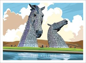 The Kelpies Art Print from an original illustration by artist Peter McDermott