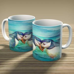 Puffins Ceramic Mug by Lee Scammacca
