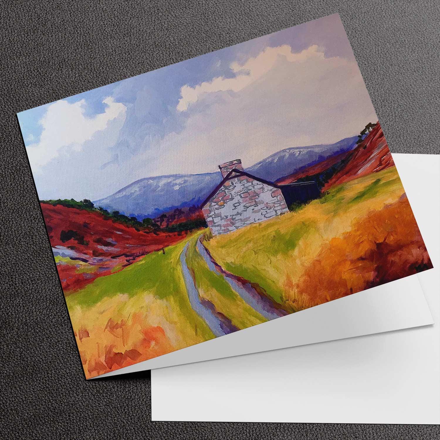 Ryvoan Bothy Greeting Card from an original painting by artist Ann Vastano